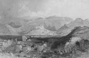 遠くにあるアイアスルク城、エフェソス 作： Thomas Allom
